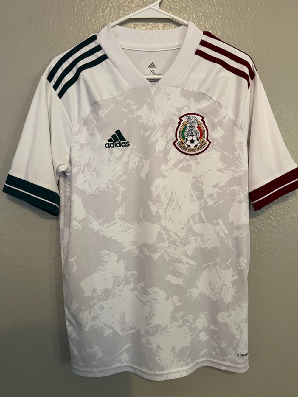 adidas White Mexico National Team Jersey with Green & Maroon Accents